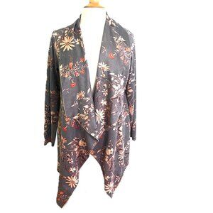 Soft Surroundings Cardigan Duster Jacket Small NWT Faux Suede Grey Floral